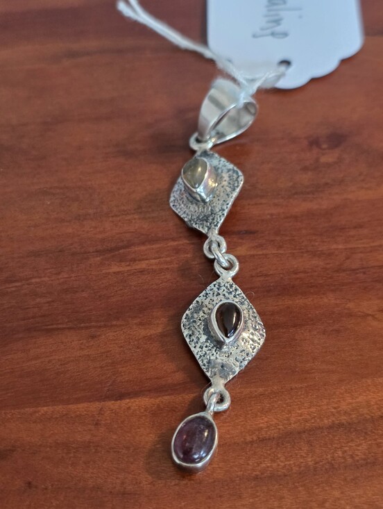 Jewelry - Sterling Silver Multi Colored Tourmaline Gem Drop Pendant